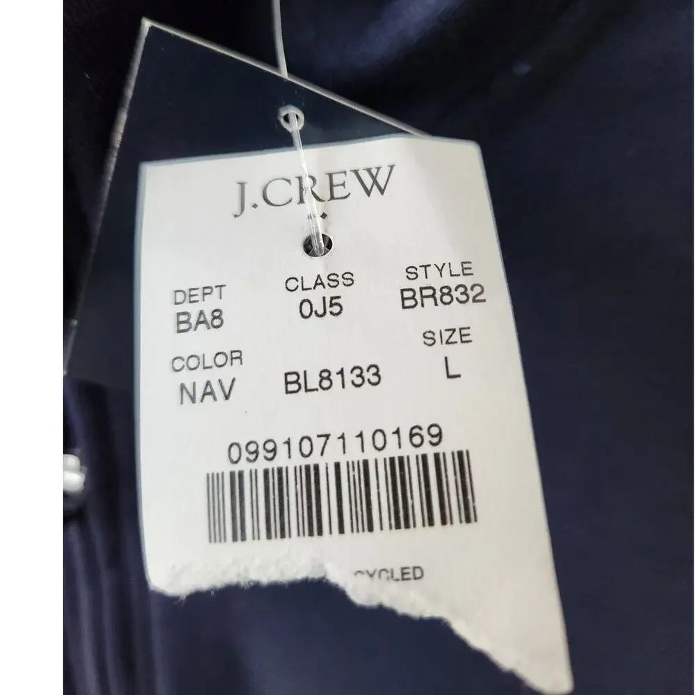 NWT J. Crew Performance Quarter-Zip Moister Wicking Navy L